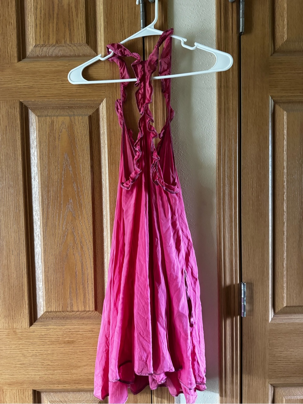 Victoria's Secret Ruffled Halter Chemise - Hot Pink